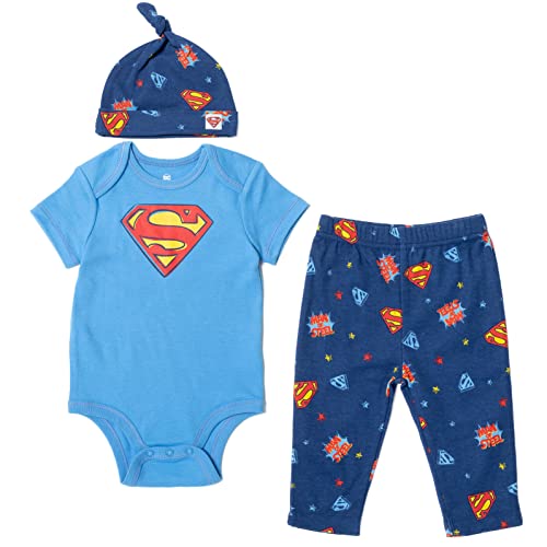 Image of DC Comics Batman Baby 3 Piece Outfit Set: Cuddly Bodysuit Pants Hat