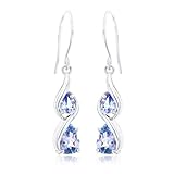 Bijoux pour tous Boucles d'oreille - Z - ER9380TANZ - Pendientes de mujer de oro blanco (9k) con 4 tanzanitas