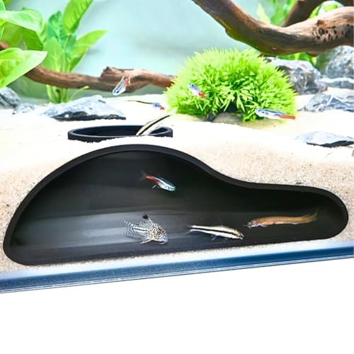 Image of Lucky Critter Aquarium Underground Tunnel Cave Natural Curve | Viewing Fish & Shrimp Under Gravel Tunnel | Fish Tank Decor Decoration Hideout Perfect for Corydora Catfish, Kuhli Loach, Pleco