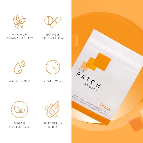 Image of The Patch Remedy Focus Patch | Ginkgo Biloba, Acetyl-L-Carnitine, Bacopa, Magnesium L-Threonate, Green Tea | 30 Patches