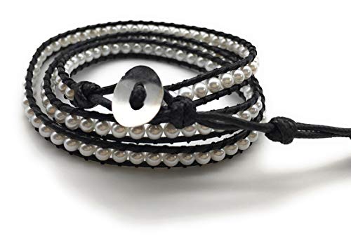 Xinpeng Handmade Alloy Leather Natural Stone Bead Statement Bracelet Bangle Cuff Rope 3 Wrap Adjustable Jewelry Collection thumb #1