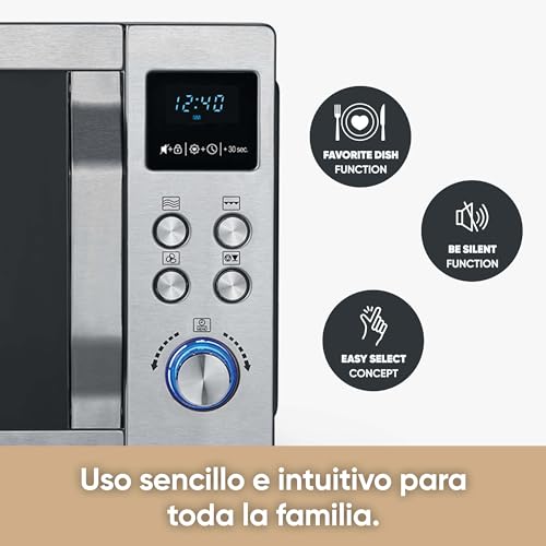 Miniatura 3 de Severin Microondas Con Grill Y Convección 3 En 1 Para Descongelar, Cocinar Y Calentar, Microondas Digital, Microondas Potente, Acero Inoxidable Cepillado Plateado, Mw 7774