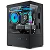 Funda para PC Micro ATX, funda para PC MATX para juegos con 3 ventiladores PWM ARGB preinstalados, vidrio templado dual tipo C de visión completa, Cpmputer CASE negro