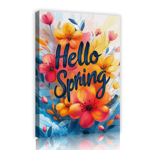 Peinture florale colorée Bonjour Printemps pour illuminer votre maison