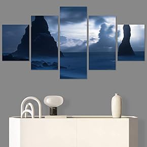 SIGNWIN 5 Panel Canvas Wall Art Foggy Mountains...