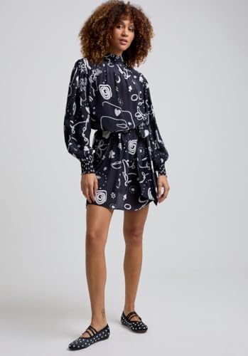 Molly mini-robe col montant avec motif noir envoûtant - 2