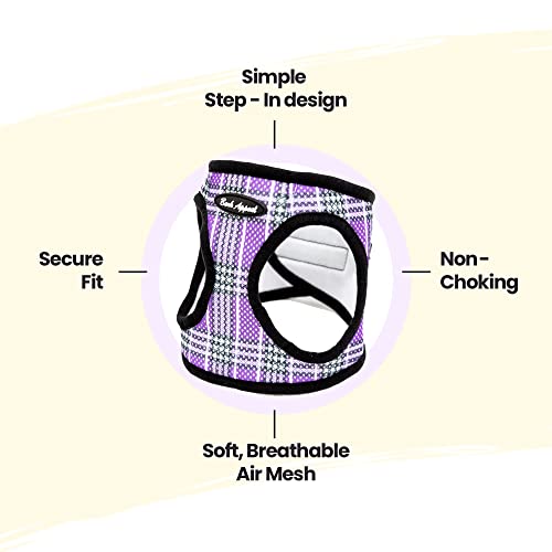 Bark Appeal Step-In Dog Harness, Mesh Step In Dog Vest Harness For Small & Medium Dogs, Non-Choking With Adjustable Heavy-Duty Buckle For Safe, Secure Fit – (Small, Lavender Plaid) #TOP1