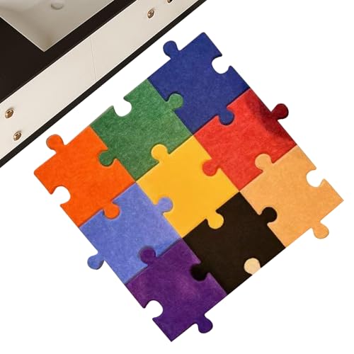 Interlocking Floor Mats, 12-Piece Play Mat Set, Non-Slip Rainbow Foam Tiles, Soft Cushioned Surfaces, Colorful Puzzle Mats for Nursery, Playroom, or Daycare Center, 11.38x7.99x0.35 inches