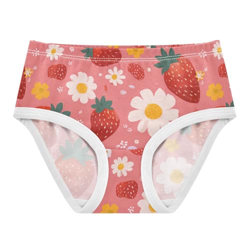 Wusikd Strawberries Girls' Underwear Cotton Flowers Girls Briefs Soft Toddler Underwear 2T