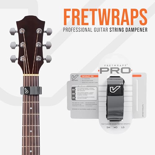 Image of Gruv Gear Fret Wrap & Guitar Mute Pro, Fretwrap for Acoustic, Electric & Bass | String Dampener Recording, Tapping & Practice Accessory (1 Pack, Large Grey, Fits 6 String Bass, 8 String Guitar)