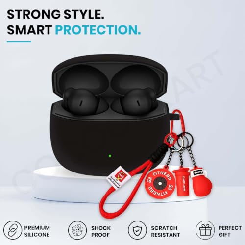 Image of Soft Silicone Case Cover for OnePlus Nord Buds 4 Pro with Gym Boxing Keychain (Red)