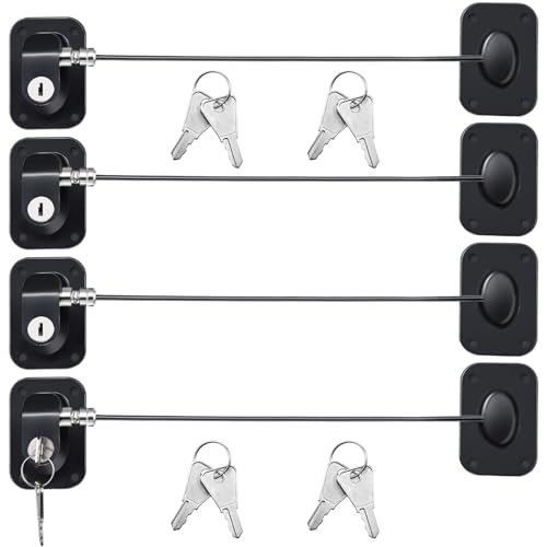 Image of Hotop 4 Pack Fridge Cabinet Locks for Kids with Keys Self Adhesive Child & Baby Toddlers Proofing Mini Safety Locks for Refrigerator Deep Freezer Drawers Doors Latch(Black)