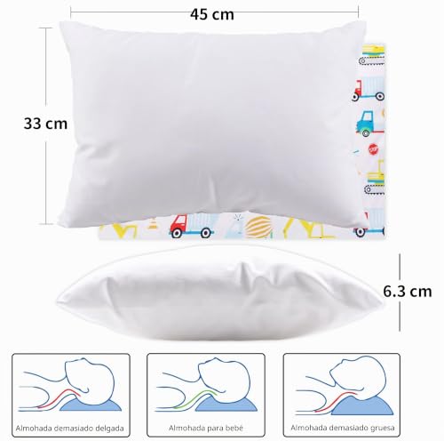 Miniatura 3 de Almohada Para Niños Pequeños Y Funda De Almohada 33 X 45 Cm Suave Algodón Orgánico Almohada Niños Para Dormir Lavable Almohada Para Niños Pequeños A Partir De 2 Años Almohada Infantil Para Niños