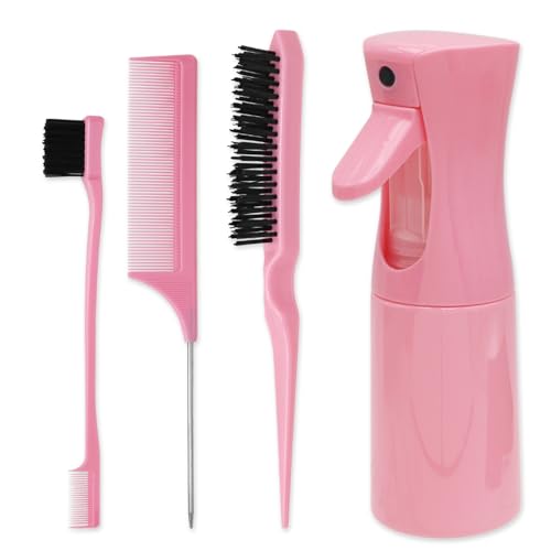 The Vintage Cosmetic Company Slick Bun Hair Misting Set for Women and Girls, Refillable Spray Bottle...