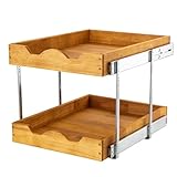 DINDON 2 Tier Wood Pull Out Cabinet Organizer (11' W x 18' D) Slide Out Wood Drawer, Two Tier Pull Out Shelf Organization and Storage…