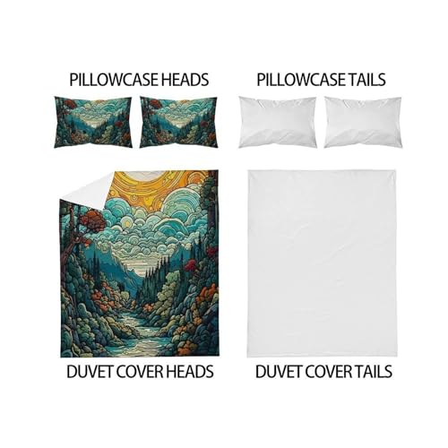Housse de couette double paysage avec fermeture éclair en microfibre imprimée 3D - 4