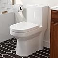 HOROW HWMT-8733S Small Toilet 25" Long x 13.4" Wide x 28.4" High 1-Piece Short Compact Bathroom Tiny Mini Commode Water Closet Dual Flush Concealed Trapway, 12'' Rough-in