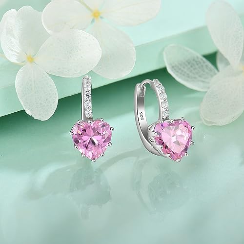 Starchenie Heart Earrings 925 Sterling Silver Birthstones Leverback Earring Gift for Women4