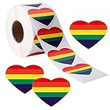  Pegatinas de cinta de arco iris, Pegatinas del Orgullo Gay Pegatinas,500pcs Rainbow LGBT Gay Pride Stickers Rollo en Forma de corazón, Etiquetas de la Bandera del Orgullo