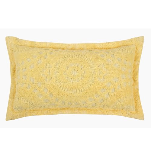 Better Trends Rio Collection is Super Soft and Light Weight in Floral Design 100% Cotton Tufted Unique Luxurious Machine Washable Tumble Dry, King Sham, Yellow
