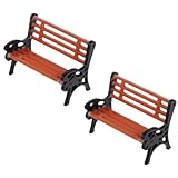 Juego de 2 bancos de parque en miniatura marrones, asientos de calle y adornos de jardín para decoración de casa de muñecas y jardín de hadas, mini sillas de banco para plataforma de tren, casa de