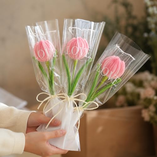 Image of SATYAM KRAFT 1 Pcs Artificial Tulip Flower Korean Style Bouquet for Him Her Girlfriend Boyfriend Wife Husband | Romantic Decor for Anniversary, Birthday, Home Decor (Pink)