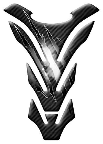 Protector de Depósito RESINADO 3D Carbon Scratch Compatible con Moto Honda Kawasaki Aprilia Ducati Cagiva BMW Yamaha PE (N) (Grey)