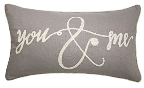 You and Me Script Accent Pillow, 14" x 24", Grey