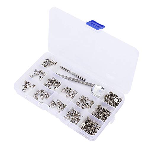 Cikonielf Punk Spikes Remaches de aleación de Zinc Tachuelas de Cono de Plata Tachuelas de Tornillo para Manualidades para cinturón, Bolso, Tela, Zapatos, 7 × 9MM