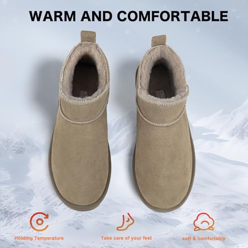 BCTEX COLL Women's Winter Snow Mini Boots Classic Faux Fur Lined Warm Short Slip On Ankle Boots Gift4