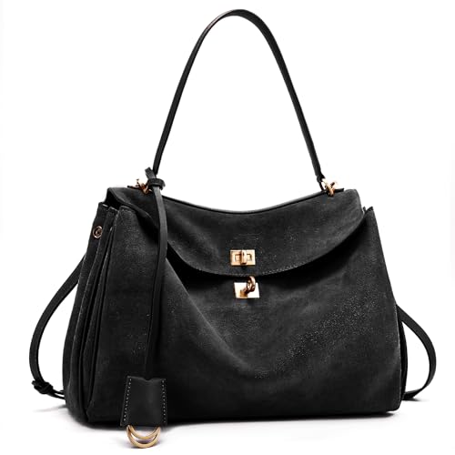 Image of hedexe Genuine Leather Tote Bag for Women: Soft Cowhide Shoulder Handbags for Ladies - Satchel Purse for Travel Work(Large)