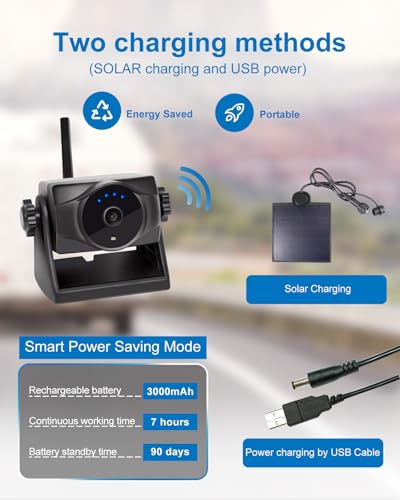 Image of 1080P Solar Magnetic Wireless Backup Camera, 90 Days Standby Rechargeable Battery, Waterproof Rear /Front View Camera for Hitching Boat Trailer Horse Pickup RV Car for iPhone iPad Android