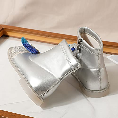 Leather Shoes For Girls Glitter Ankle Boots Kids Low Heel Dress Booties Fashion Side Zipper Short Girls Hunting Gear 5
