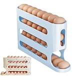 4 Tiers Egg Holder for Fridge, 2025 New Auto Rolling Fridge Egg Organizer, Space-Saving Egg Dispenser Holder, Large Capacity Eggs Dispenser Storage 30 Eggs for Refrigerator Kichen Cabinet (Grey)