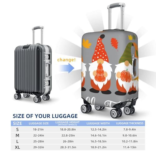 Hello Fall Gnomes Print Luggage Cover For Suitcase,Washable Elastic Travel Suitcase Protector With Zipper Closure And Bottom Buckle – Fits 18-32" Luggage-X-Large4
