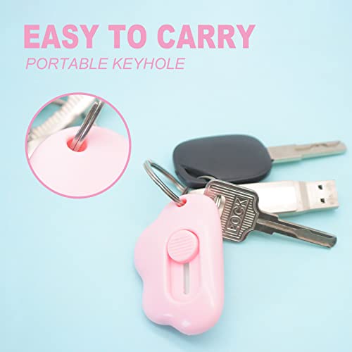 Image of Sonuimy Ceramic Mini Box Cutter Utility Knife,Cloud Retractable Box Opener, Cute Small Little Box Cutters with Keychain Hole, Package Opener Tool for Car Office Work Cardboard -3pcs(Pink Purple Blue)