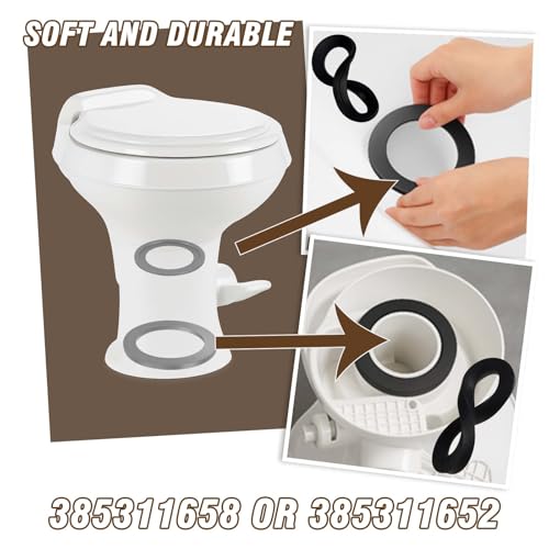 Image of RV Toilet Seal Kit (Flush Ball Seal 385311658 & Base Seal Gasket 385311652) Compatible with Dometic 300 /310 /320 Series RV Toilets,Resolves Leakage Issues