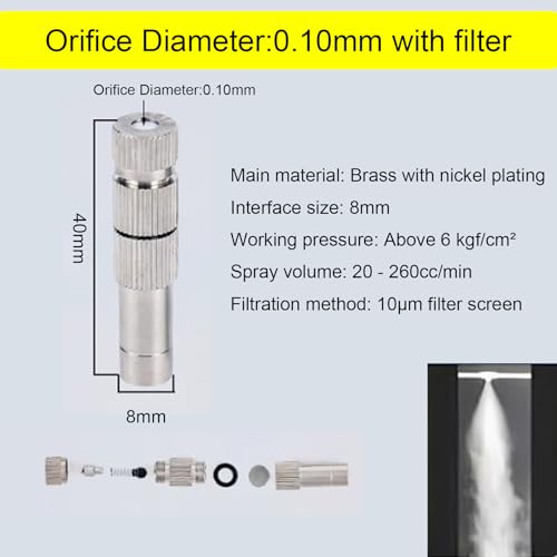 Buse de brumisation laiton 0.1mm micro-orifices pour aménagement durable