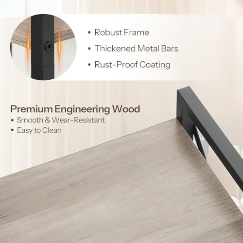 Image of HOOBRO Bookshelf, 6-Tier Industrial Bookcase, Book Shelf Storage Organizer, Tall Bookshelf with Metal Frame for Living Room, Bedroom, Home Office, Kitchen, Greige and Black BG72SJ01