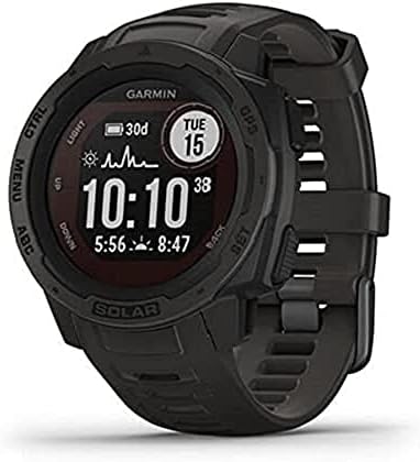 Garmin 010-02293-10 Instinct Solar, Rugged Outdoor Smartwatch with Solar Charging Capabilities, Built-in Sports Apps and Health Monitoring, Graphite