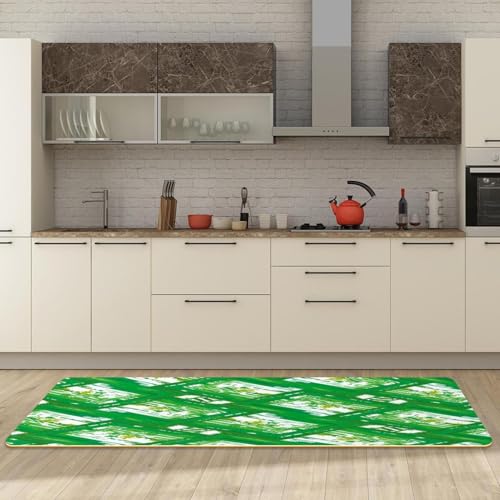 Tapis de cuisine lavable lot de 2 vert abstrait tapis de couloir antidérapant