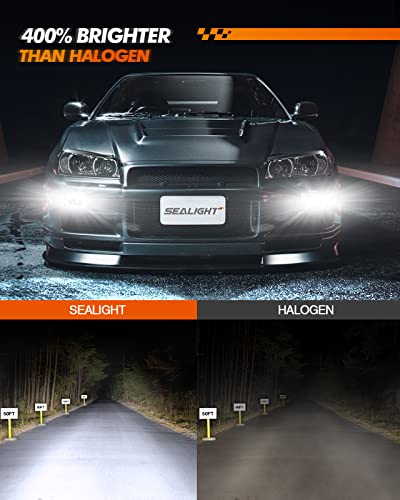 Sealight 9006 Hb4 Led Fog Lights Bulb, 6000K Xenon White, 400% Brightness Fog Lights Led Blubs, Super Bright 9006 Led Fog Lamp Bulb For Cars, Non-Polarity 360-Degree Illumination, Pack Of 2 #TOP1