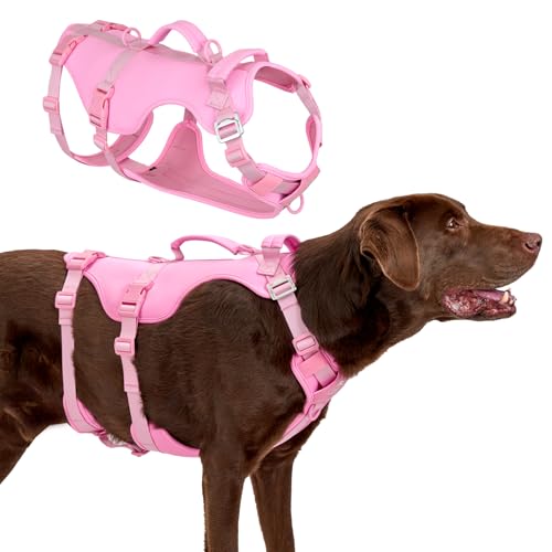 Arblina Escape Proof Dog Harness, 3 Point No Pull Harness for Medium/Large Dogs, Soft Dog Harness with Handle&Front Clip, Lightweight Dogs Vest with Multiple Adjustable Points, Pink, S