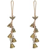 GORGECRAFT 2 Stück Messing Hexenglocken Windspiel Antik Bronze Metall Vintage Glücksmotte Sonnen Charme Dekorative Handgefertigte Hängeglocken Windspiel Mit Hanfkordel Für Zuhause Garten Outdoor Ausve