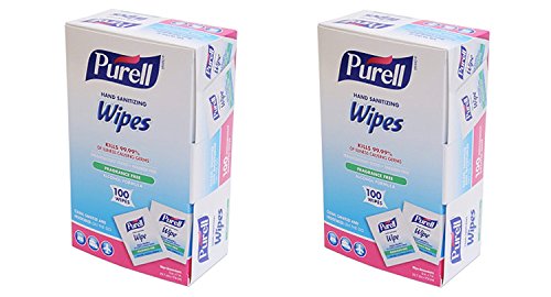 Gojo Purell Sanitizing Hand Wipes Individually Wrapped 100-Ct. Box by Gojo,Pack of 2