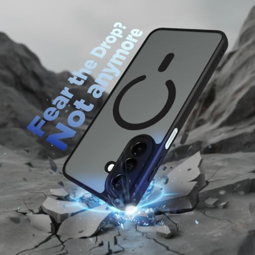 Image of RIGGEAR Shockproof Sleek Hybrid Armor Magnetic Back Cover Case Compatible with MagSafe Accessories for Samsung Galaxy A27 5G (Smoke Black Matte PC + Black TPU Bumper)