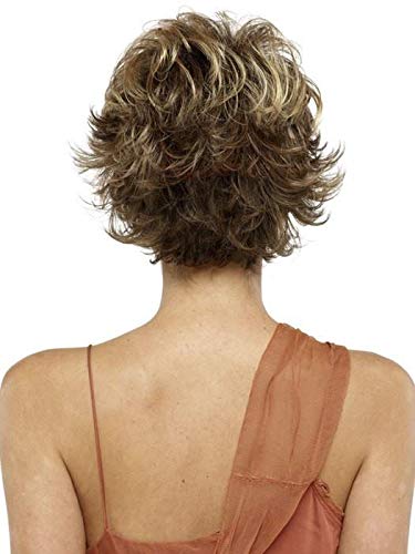 Victoria Wig Color TOASTED SESAME - Envy Wigs 3.25" Short Pixie Shag Synthetic Tapered Neckline Capless Average Swirly Waves Peluca Wispy Bangs Bundle MaxWigs Hairloss Booklet