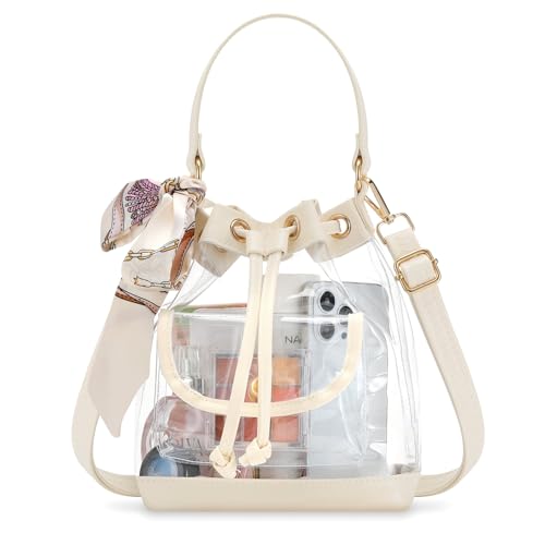 MoKo Clear Tote Bag, Large Capacity Handbags with 2 Pockets, Waterproof PVC Tote Bags for Women, Clear Bag for Stadium Events