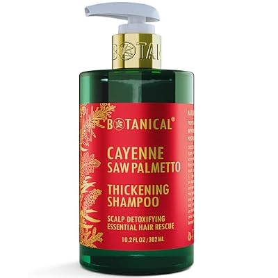 Botanical Hair Growth Cayenne Shampoo With Saw Palmetto For Hair Loss And Hair Thinning Prevention Scalp Detoxifying Natural Thickening Shampoo Regrowth Products For Women & Men 10.2 Fl Oz