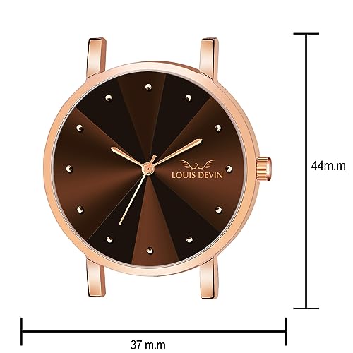 Image of LOUIS DEVIN Rose Gold Plated Mesh Chain Analog Wrist Watch for Women (Blue /Green /Brown /Black Dial) | LD-RG173